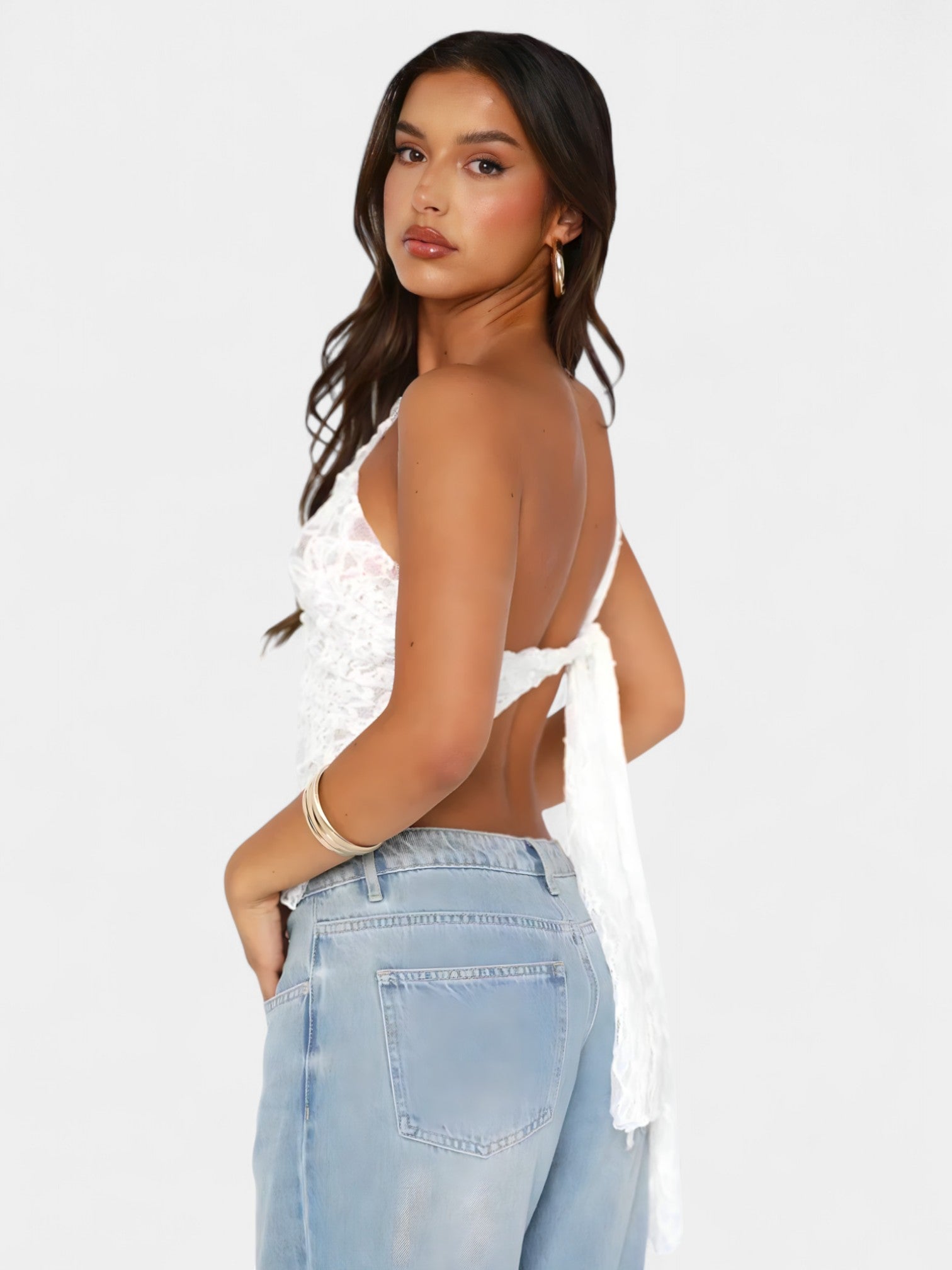 ELSA LACE ACCENT TOP - IVORY
