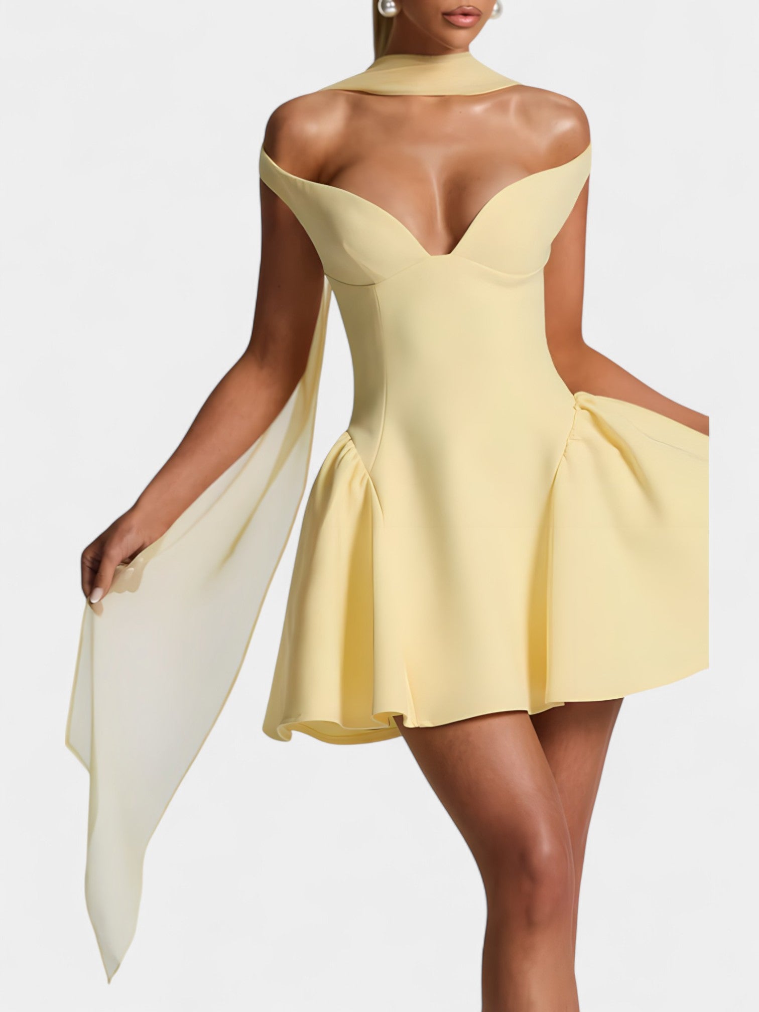 VALETTA MINI DRESS - LEMON