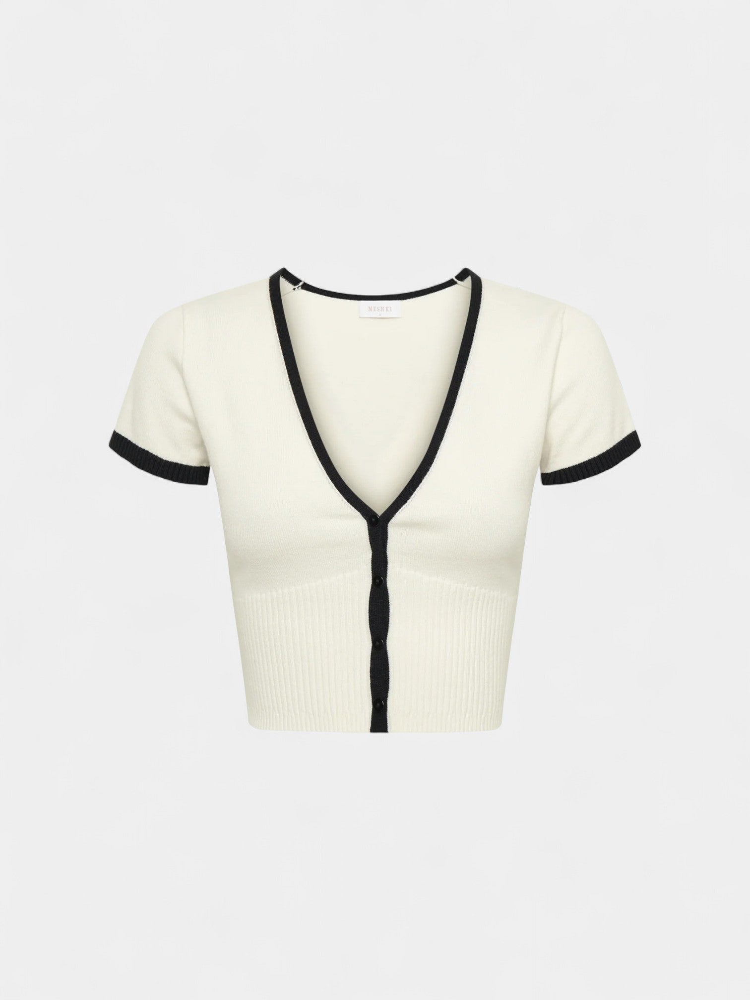 JENNY CONTRAST BUTTON UP KNIT TOP
