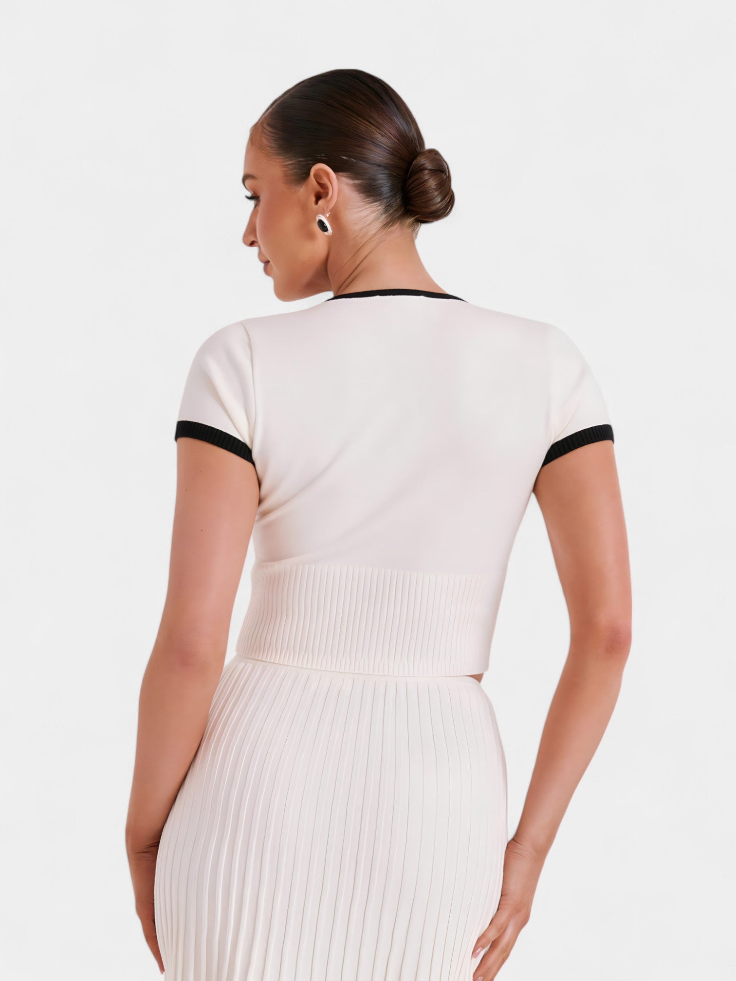 JENNY CONTRAST BUTTON UP KNIT TOP