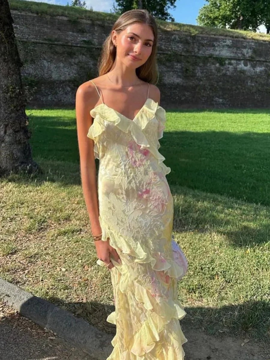 LALA RUFFLED MAXI DRESS