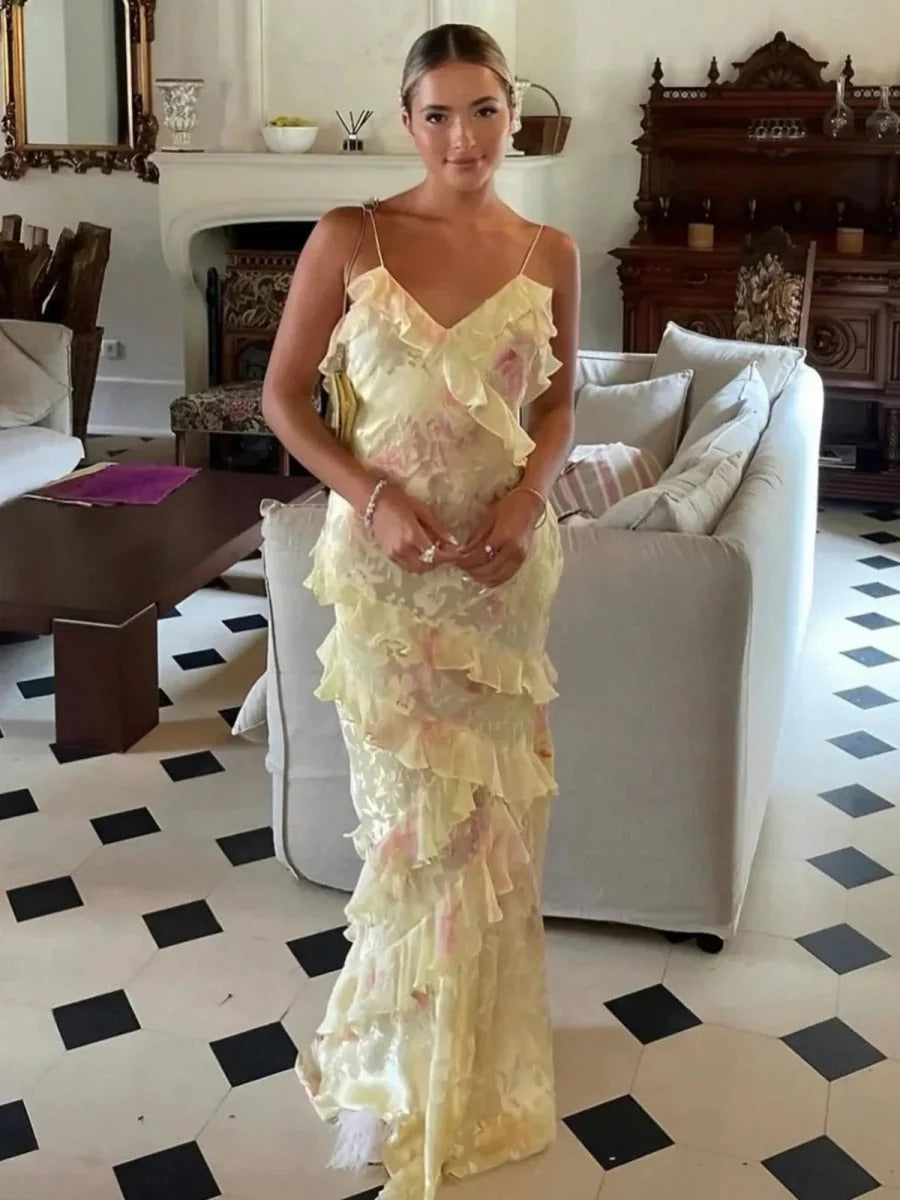 LALA RUFFLED MAXI DRESS