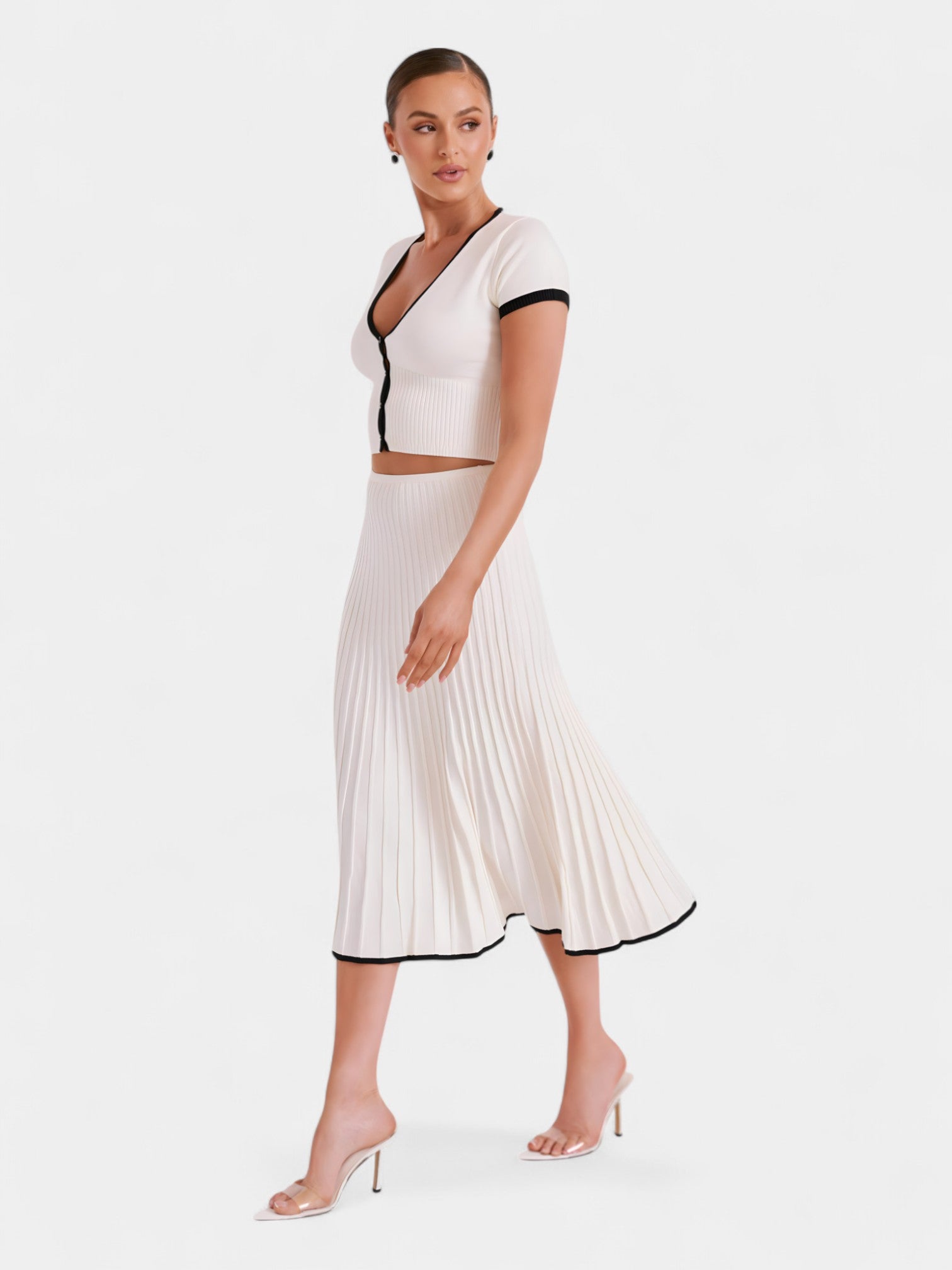 JENNY CONTRAST BUTTON UP KNIT TOP