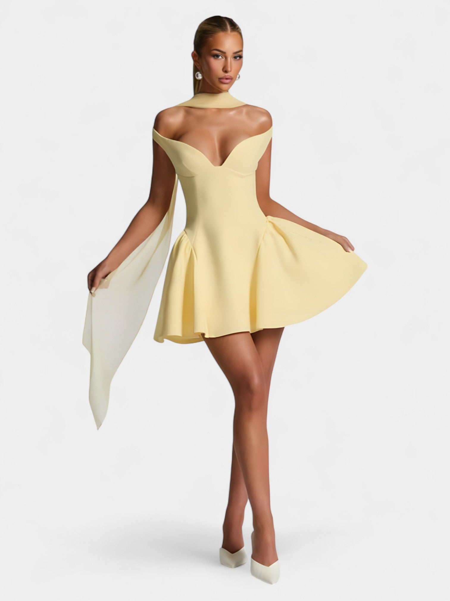 VALETTA MINI DRESS - LEMON