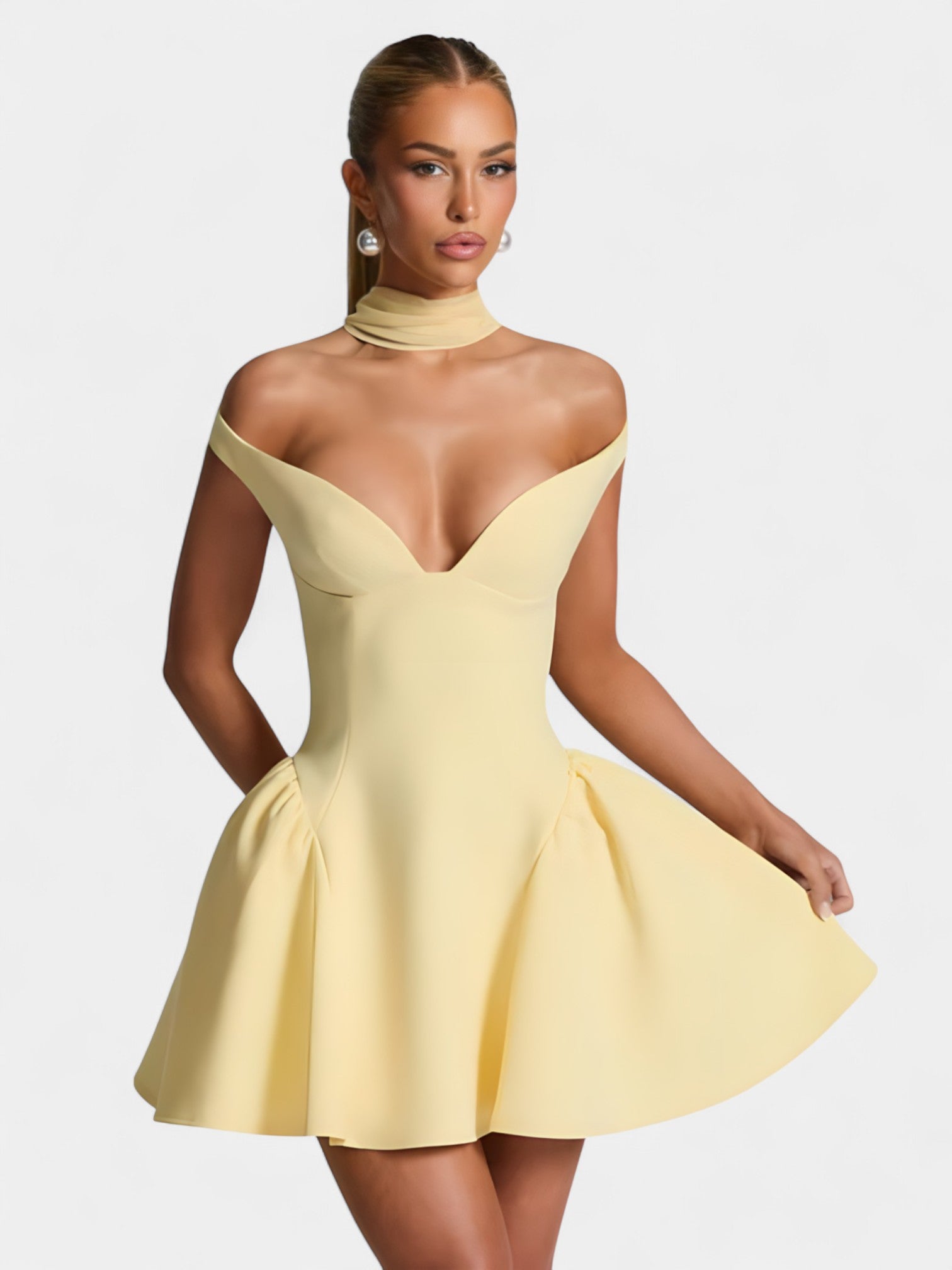 VALETTA MINI DRESS - LEMON