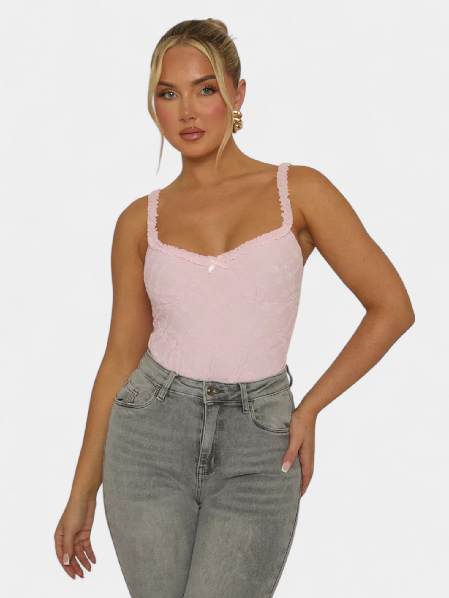 DIONE PINK LACE BODYSUIT