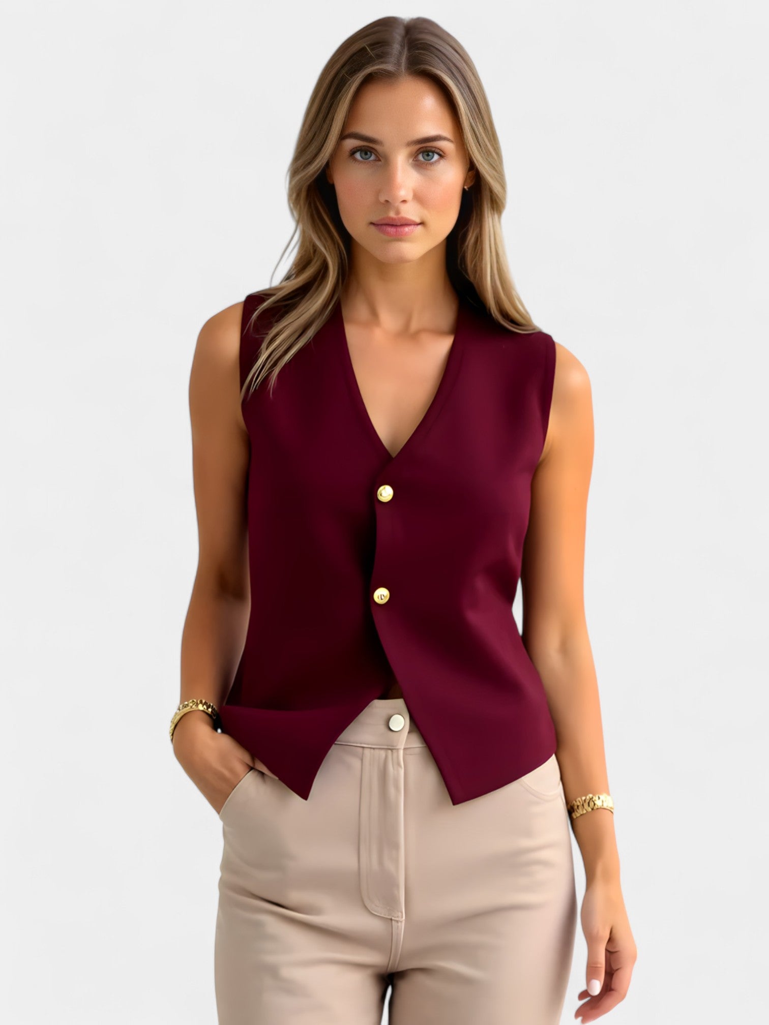 ELEANOR BLAZER VEST - BURGUNDY
