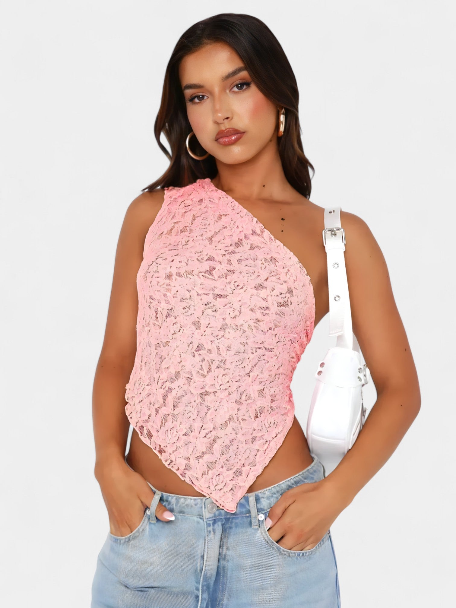ELSA LACE ACCENT TOP - BLUSH