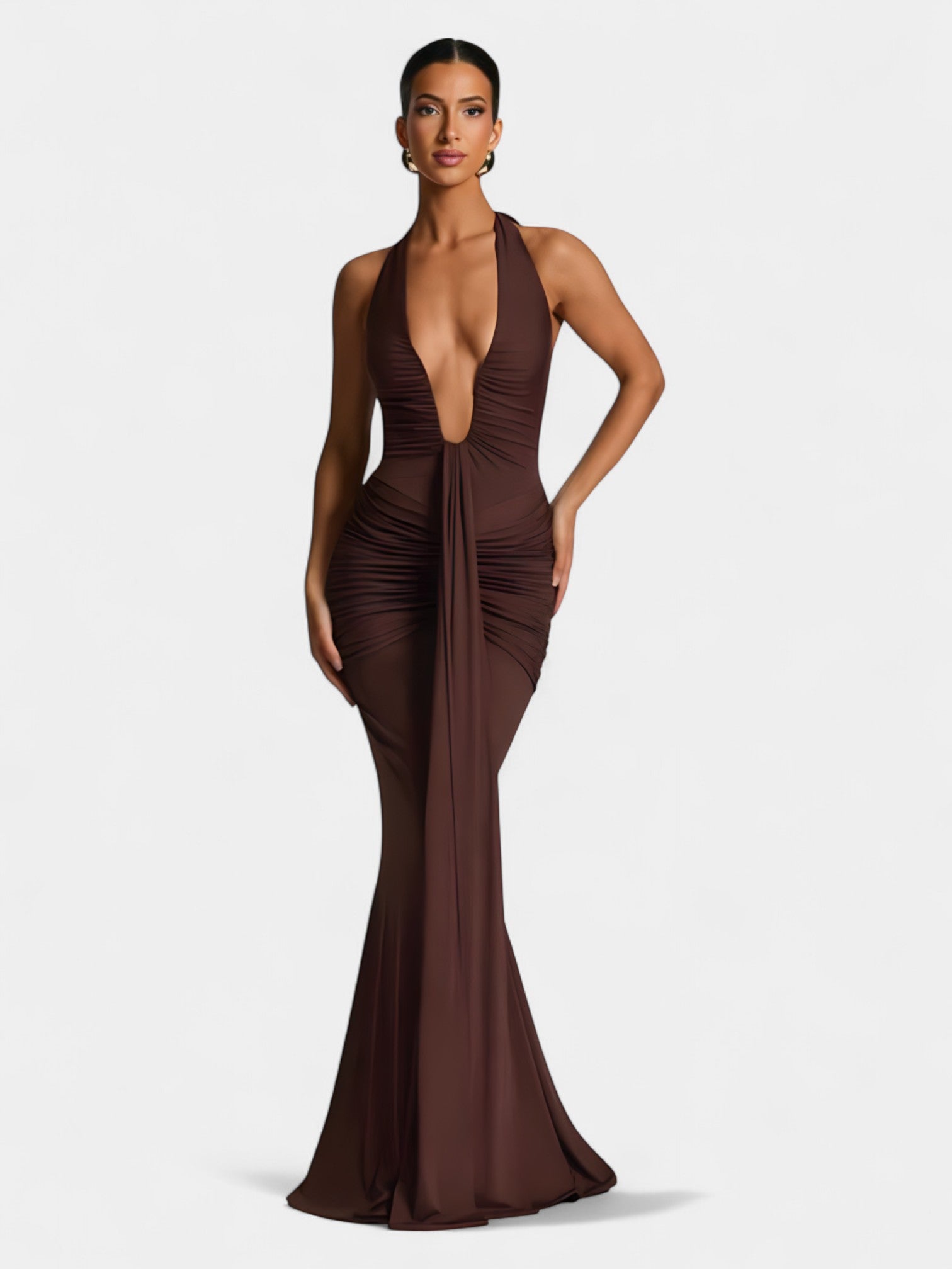 ADELAIDE MAXI DRESS - PLUM BROWN