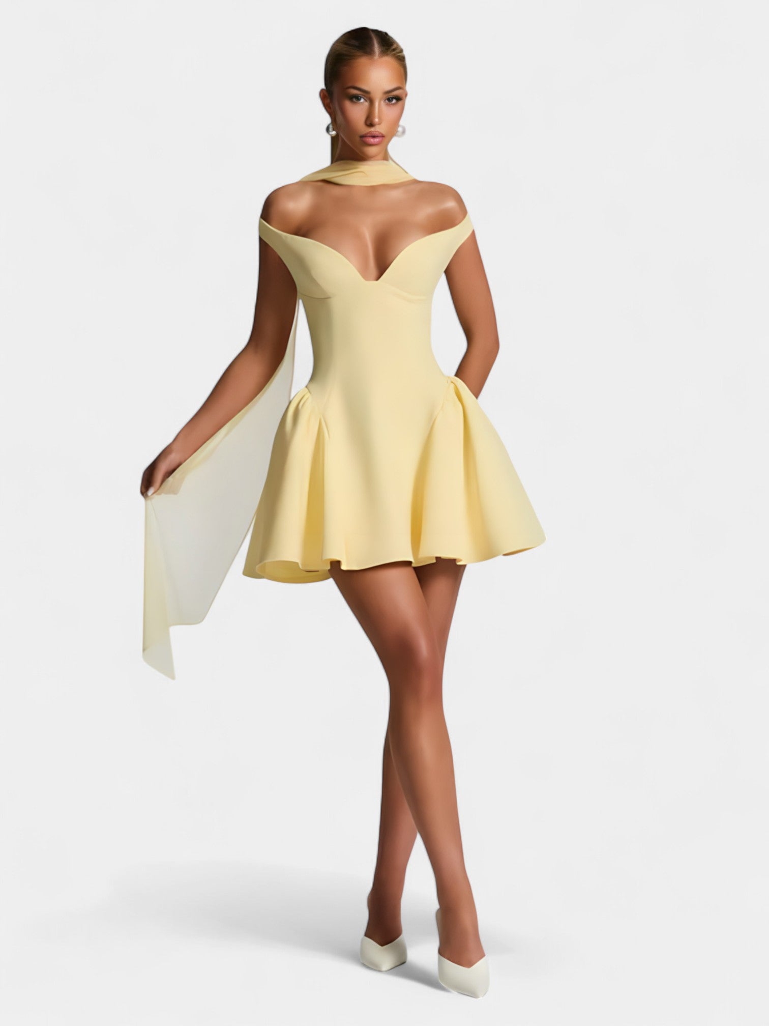VALETTA MINI DRESS - LEMON